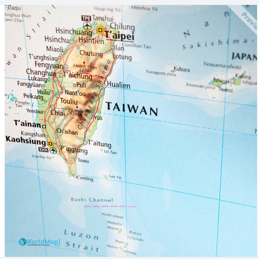 Taiwan Geographical Map